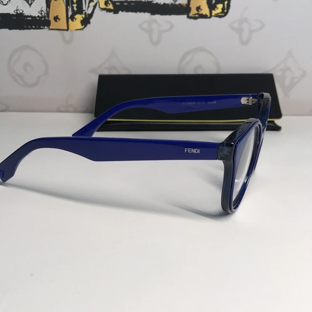 New Authentic Fendi FF0198/F PJP Blue Round Eyeglasses